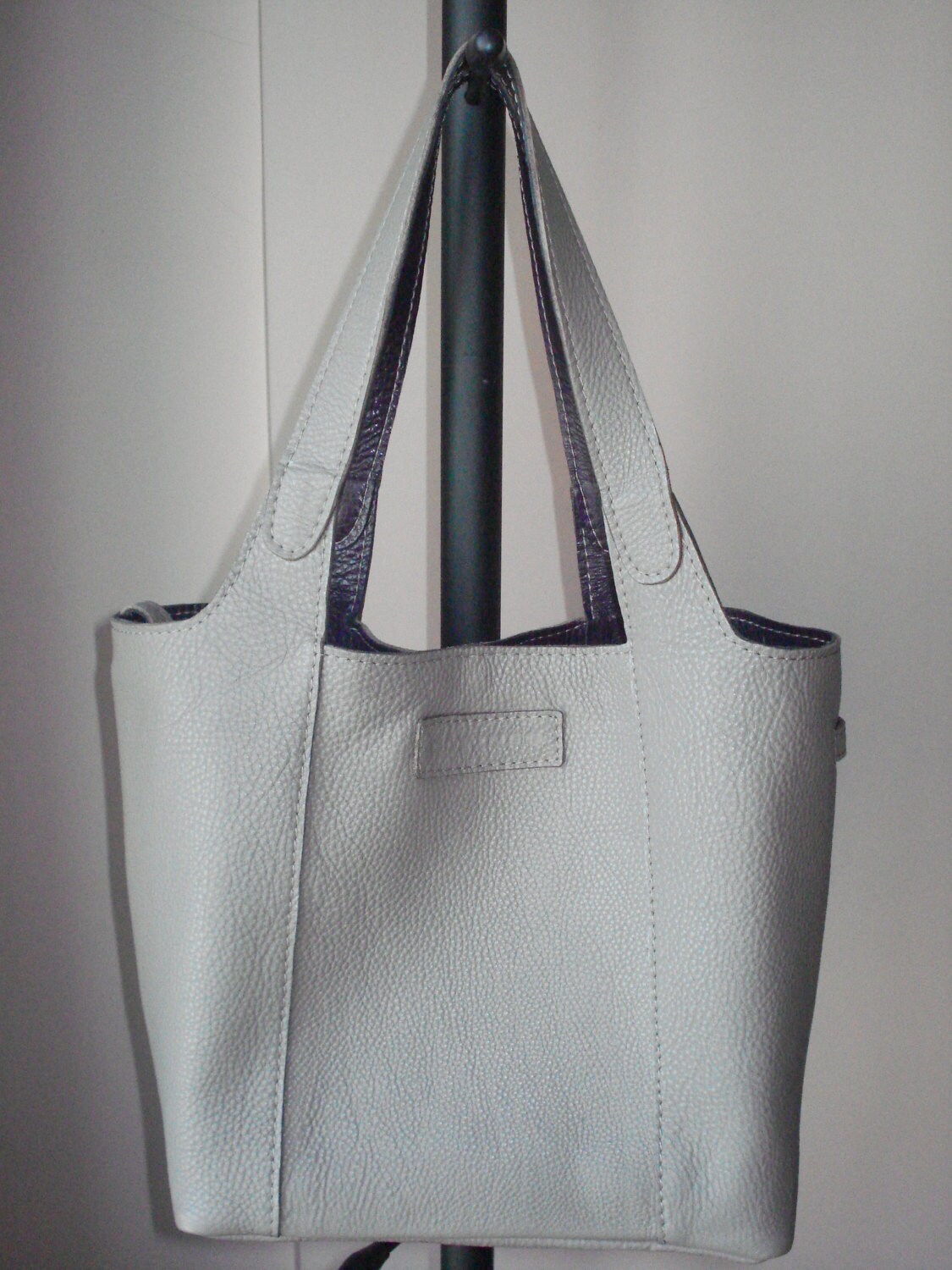 Leather Bag Grey Color Leather Tote Bag Large CarryAll