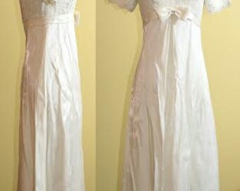 White Satin and Lace Wedding / Special Occasion Dress, 1960s, size 4, 6