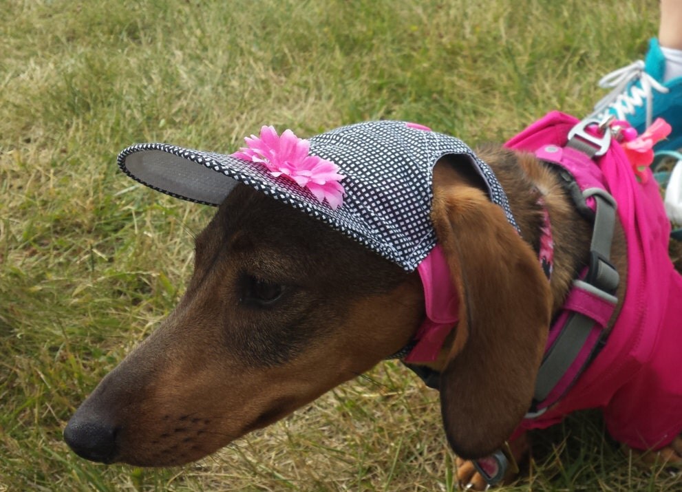 Pink Daisy Dog Hat Sun Protective. Light Cotton by MoreThanNice