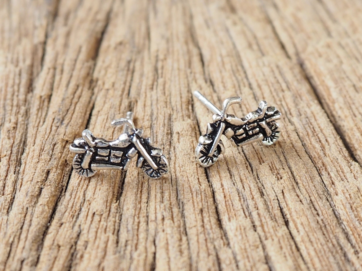 A pair of Motorcycle Stud Earrings 925 Sterling Silver
