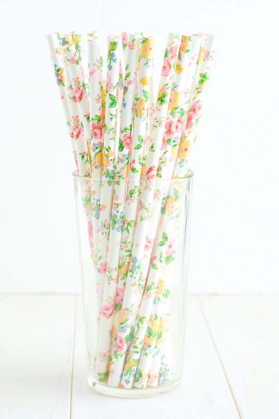 25 Flower Paper Straws These floral straws would make a great