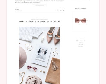 Responsive Wordpress Theme "The Pink" feminine Blog Design - Beauty Wordpress Theme - Wordpress Website for Fashion and Beauty Bloggers