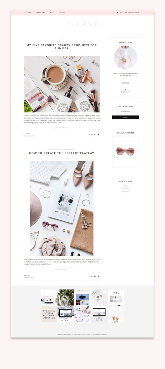 Responsive Wordpress Theme The Pink Feminine Blog