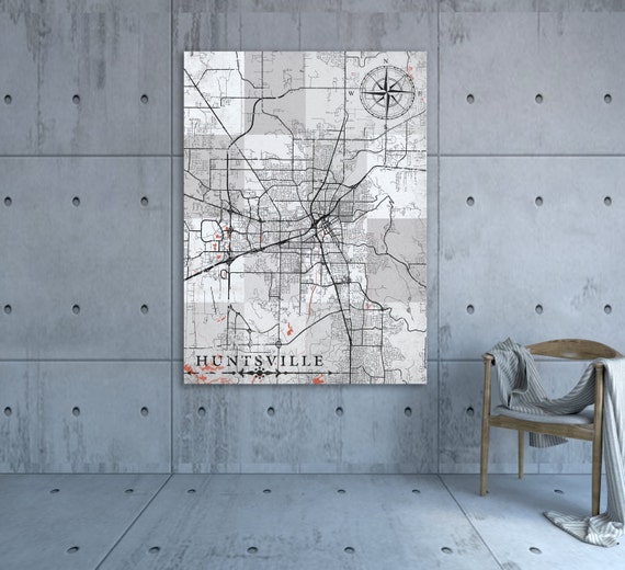 HUNTSVILLE AL Canvas Print AL Alabama Vintage map Huntsville