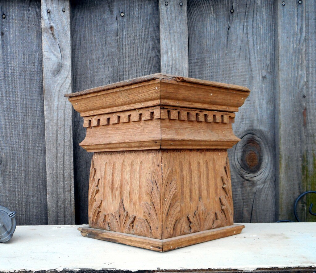 Newel Post Cap Wood Pillar Finial Architectural Salvage Post