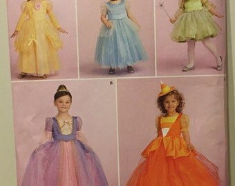 Simplicity 1303 Disney Princess Halloween Costume Pattern Toddler Cinderella, Belle, Tinkerbell, Rapunzel, Candy Corn
