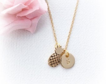 Gold pineapple Necklace, pineapple necklace, pineapple Jewellery, boho jewellery, beach jewellery, pineapple, personalized, initial necklace