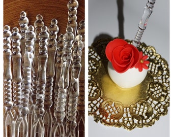 Set of 50 - 4" Designed Clear Sticks. Cake Pop Sticks. Rice Krispy Sticks.