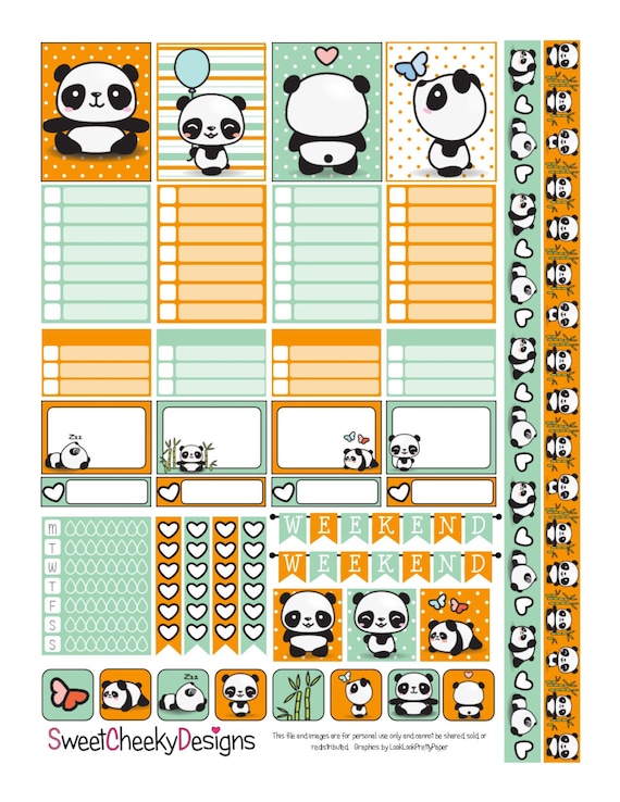 Printable Kawaii Panda Planner Theme by SweetCheekyDesigns