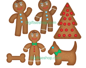 Clipart Gingerbread Men- Gingerbread Clipart- Gingerbread Man Cookies- Gingerbread Man Clipart- Clipart Christmas- Clipart Cookies