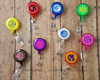 Badge Reel, Retractable Badge Holder, Monogram Badge Reel, Personalized Badge Reel, Lanyard Reel, Coworker Gift, Work Badge Holder