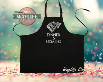 Game of Thrones Aprons Dinner is Coming Mens Kitchen Apron 3 Large Pockets Unisex Funny Geekery Cooking Women BBQ Personalized Joke Gifts