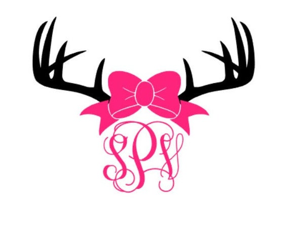 Download Bow with Antlers Monogram Decal Bow Monogram Antler