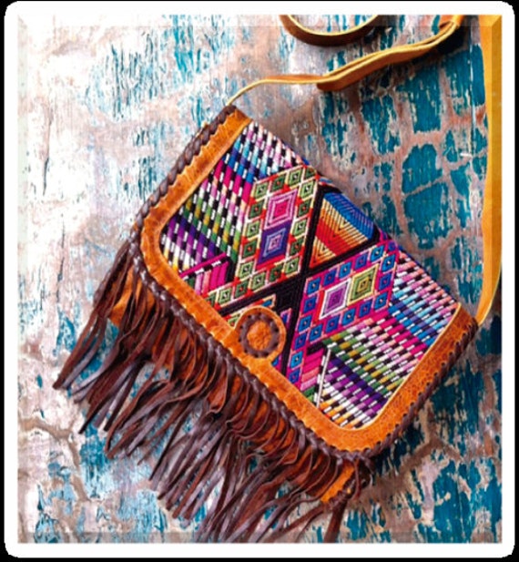 Guatemalan Leather Tassel Fringed Boho Handbag by SkyTribeShop