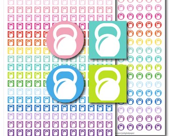 Fitness stickers, Fitness planner stickers, Fitness printable stickers, Kettlebell stickers, Kettle bell stickers, Workout stickers, STI-269