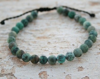 Men Bead Bracelet, African Turquoise Bracelet, Men Jewelry, Men Healing Bracelet, Men Zen Bangle, Birthday Gift, Unisex, Matte, 4mm, 6mm