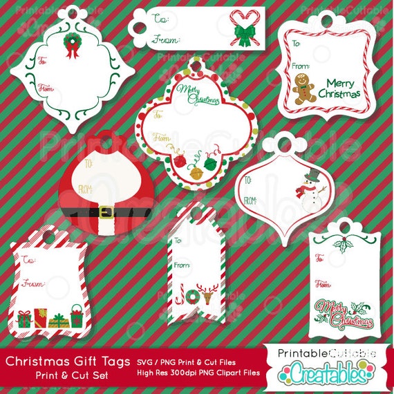 Download Items similar to Christmas Gift Tags Print & Cut SVG Files ...