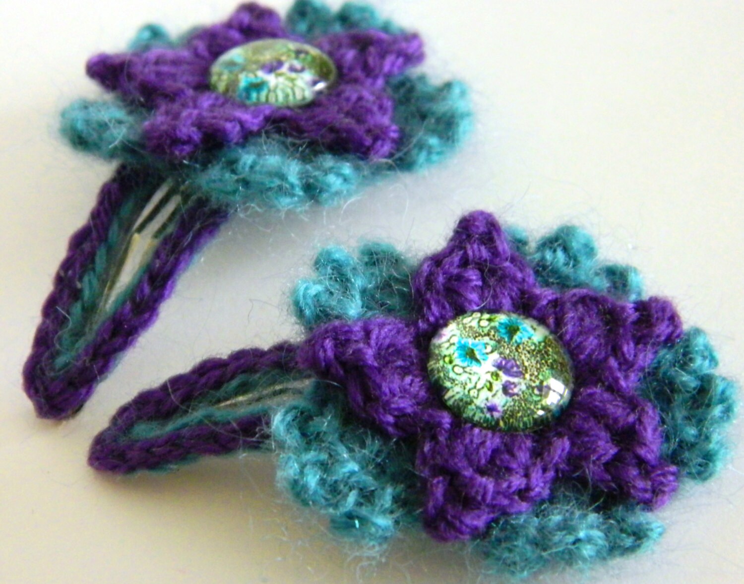 Crochet Flower Hair Clips Crochet Hair Clips Set Of Two