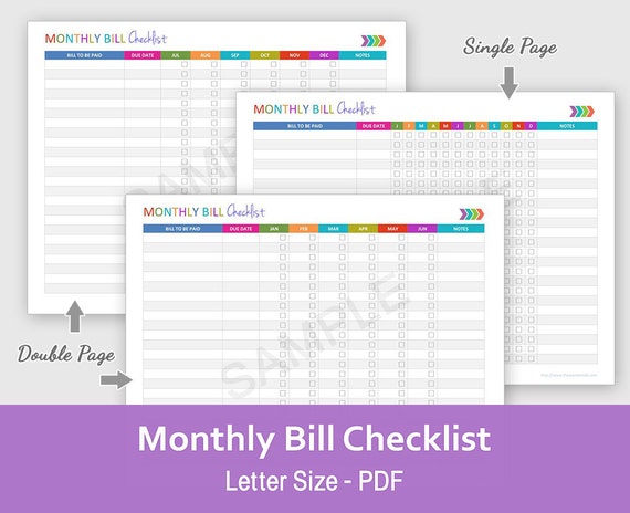 Monthly Bill Checklist Finance Checklist Bill by TheWomenTalk