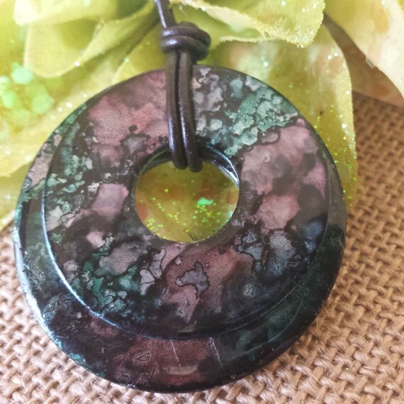 Alcohol ink Alcohol Ink Jewelry metal washer necklace