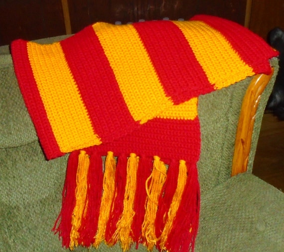 Harry Potter GRYFFINDOR SCARF Handmade Crochet by MrsFullersAttic