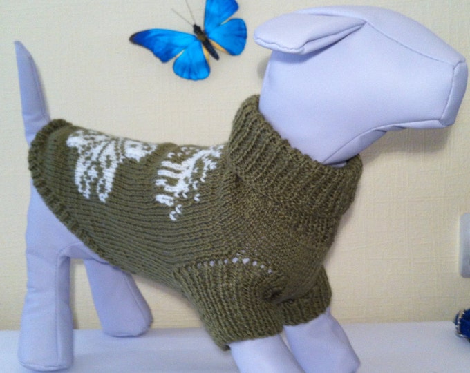 Knit Winter Sweater For Big Dog. Handmade Knit Dog Clothing. Sweater For Pet Dog. Size L