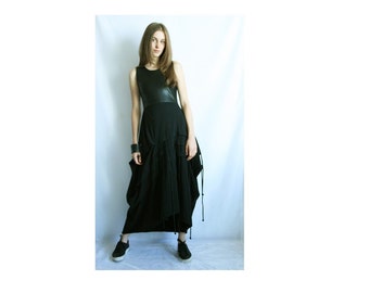 Post apocalyptic dress, dystopian clothing, wasteland dress, cyberpunk black dress