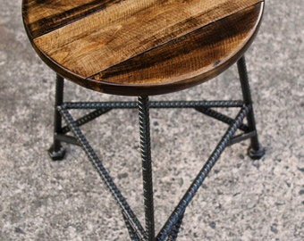 Reclaimed Wood Bar Stools, Metal Bar Stools, Industrial Bar Stool, Rustic Bar Stools, Rebar Furniture
