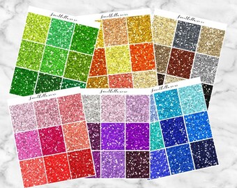 GLOSSY Chunky Glitter Headers / Glitter Planner Stickers / Glitter Headers / ECLP