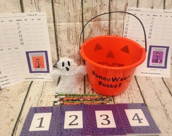 Halloween Bunco Party Accessory Kit for up to 12 people / 4 Tables. #BuncoWeen (Basic Version)