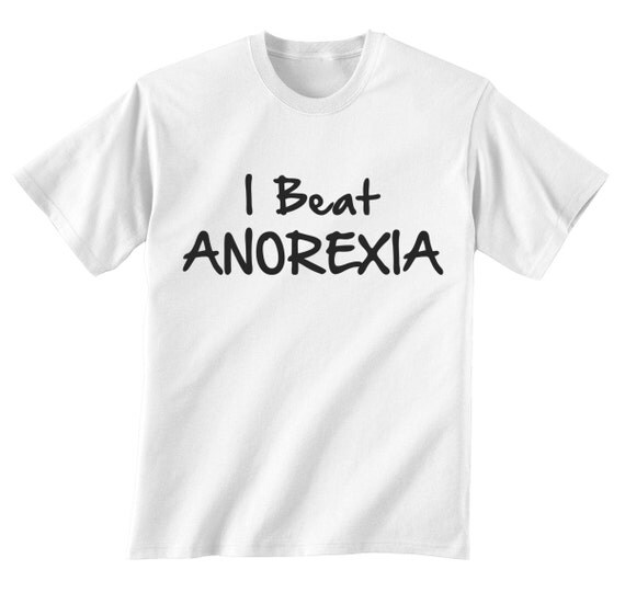 I Beat Anorexia Funny Fat Joke Diet Skinny T-shirt by FJCreatives