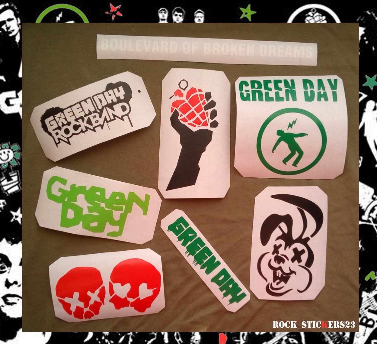 Green Day stickers set 8 Vinyl without by RockStickers23 on Etsy