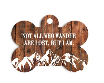Pet Id Tag, Dog Tag for Dogs, Dog Tag with Mountains, Faux Wood Dog Tag, Dog Bone Tag for Dogs, Dog Tag for Collars, Personalized Dog Tag