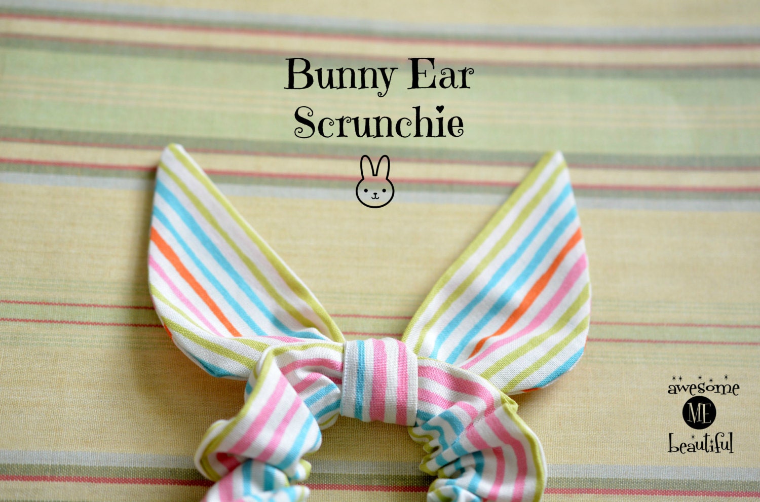 Hair scrunchie Bunny ear scrunchies Colorful by ...