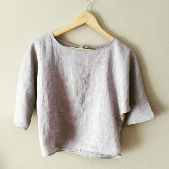 Linen tops linen tops linen blouse charcoal grey by LinenCreek