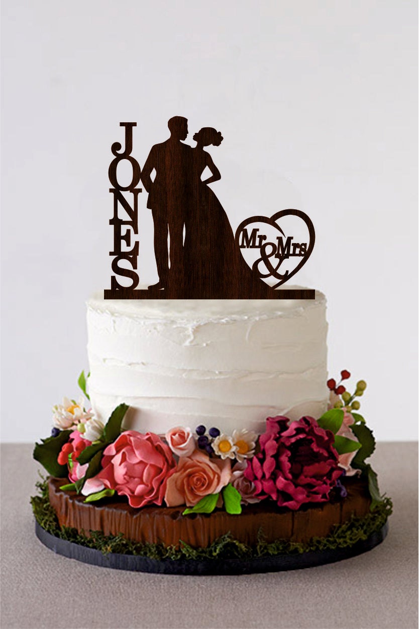 Wooden Silhouette Cake Toppers