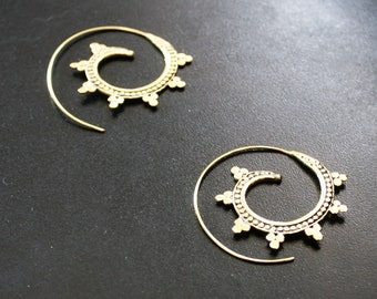 DOT SPIRAL Tribal Earrings - Tribal Jewellery, Hippie Earrings, Psy, Boho Earrings, Psytrance, Geometric Earrings, Sacred Geometry Earrings