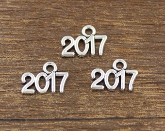 50pcs 2017 Charm Antique Silver Tone 13x9mm - SH171