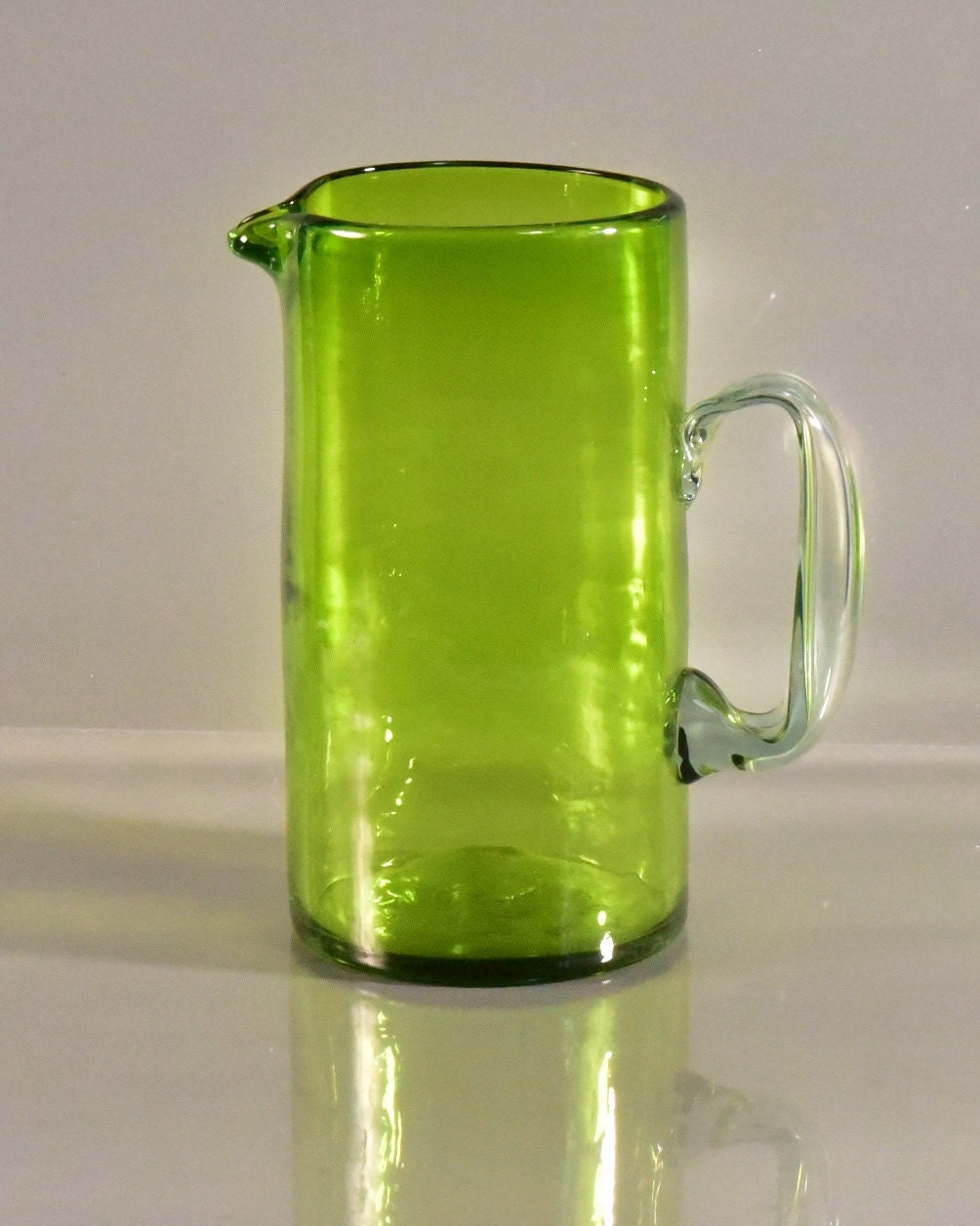 Spring Green Blown Glass Water Pitcher Eco Friendly