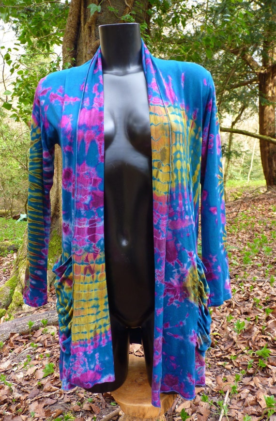 Tie dye long cardigan blue cardigan tie dye by TreezasEclectica