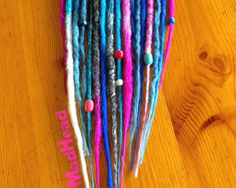 Set 60 Crocheted Cyber Dreads -Full Head- Rasta Handmade Crocheted Dreadlocks Synthetic Hair Extensions Personalized Colors -Made to Order