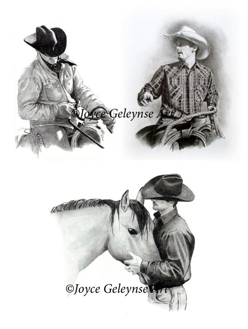 Cowboys in Pencil Realistic Western Art by FreshAirPrintables
