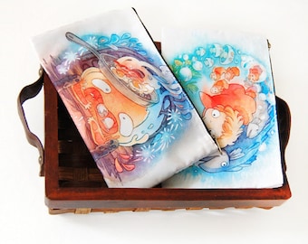 Howl's Moving Castle Calcifer Ponyo Studio Ghibli Zipper Bag