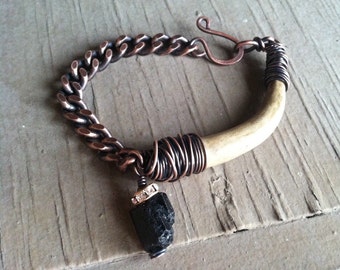 Real Deer Antler Bracelet Wire Wrapped Bracelet Rustic Jewelry Antler Tip Jewelry Deer Antler Jewelry DanielleRoseBean Chain Bracelet