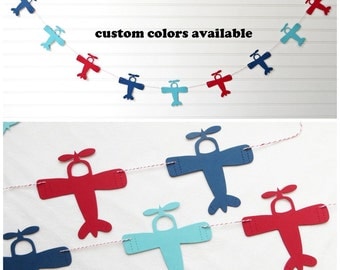 Airplane Garland - 4 inch Airplanes - Airplane Baby Shower Airplane Banner Airplane Party Decor Airplane Birthday Party Baby Shower Banner