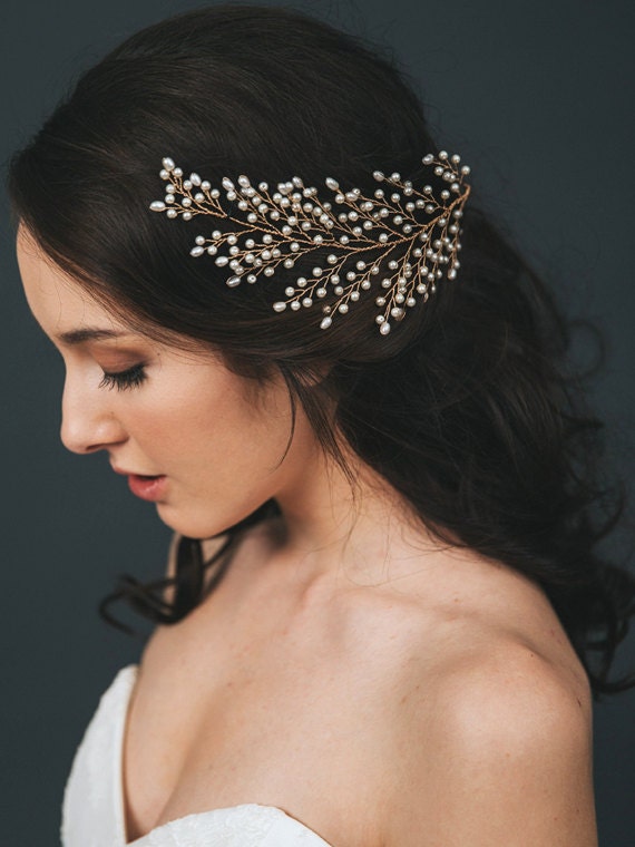 Bridal Headpiece Pearl Hair Comb Pearl Headpiece Wedding