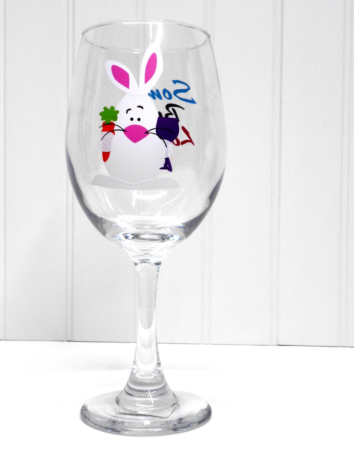 Easter BunnyWine Glass by CreationswithNicole on Etsy