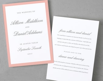 Printable Wedding Program Template, Order of Service, Grey & Pink Script, Mac or PC, 100% Editable, Cheap Wedding Program, INSTANT DOWNLOAD