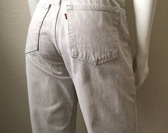 Vintage Women's 80's Tan, Levi's 551, Jeans, High Waisted, Relaxed Fit, Denim (L)