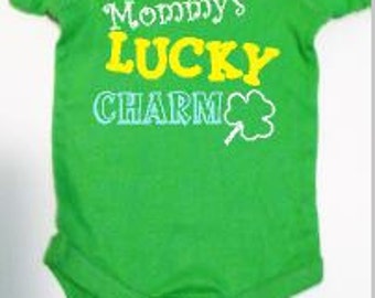 St. Patrick's day Baby one piece, Baby Irish tee, Mommy's lucky charm, Daddy's lucky charm, Baby shamrock shirt, baby shower gift